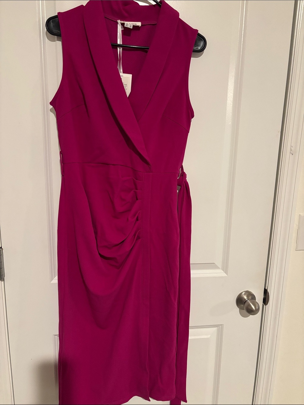Grace Karin Sleeveless Midi Dress in Fuchsia Pink